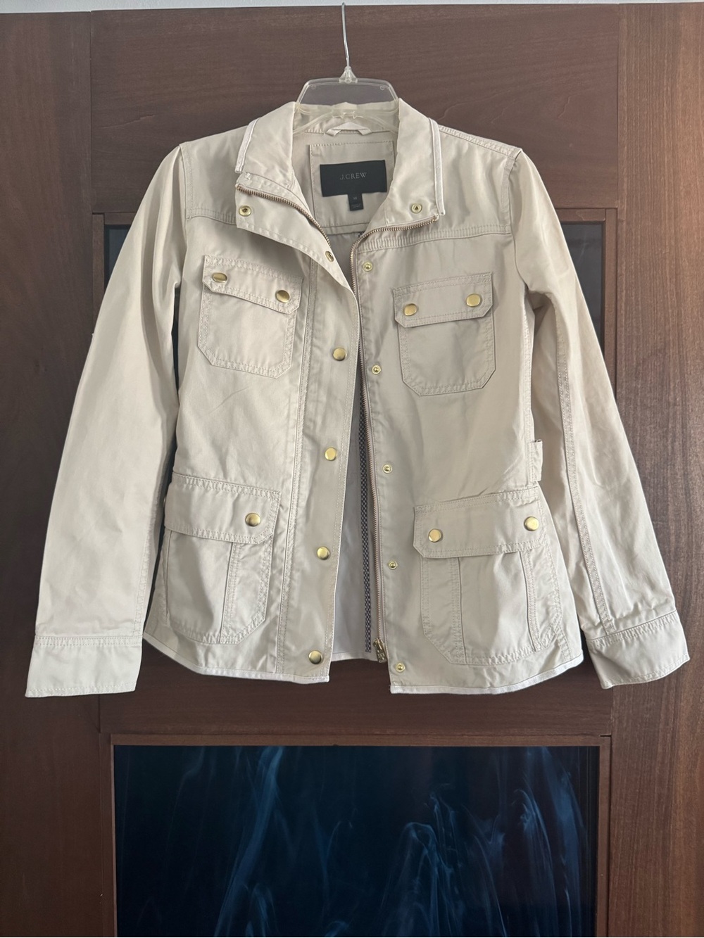 J. Crew Cream Utility Jacket with Gold-Tone Hardware